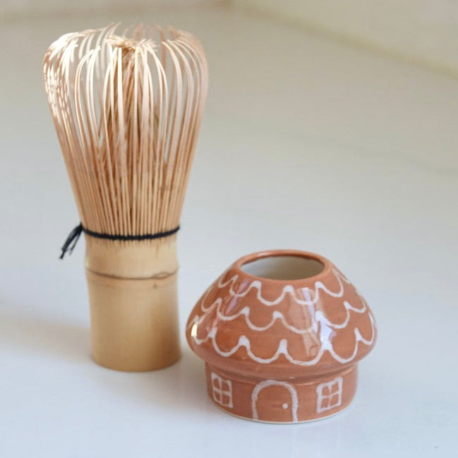 Matcha Whisk Stand - Gingerbread House
